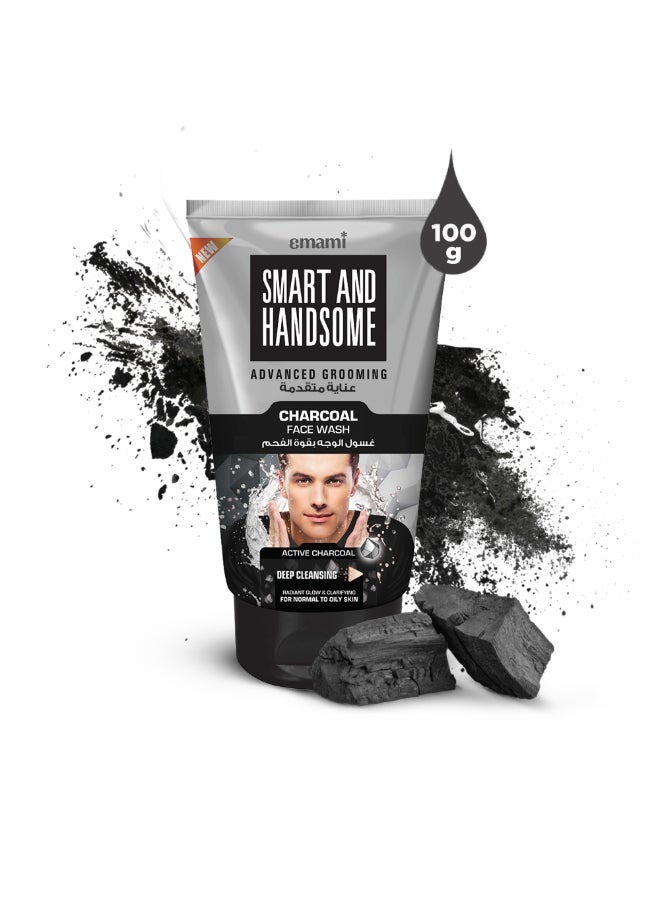 emami Charcoal Face Wash for Men | With Active Charcoal Cleanser | Deep Cleansing, Oil Control & Pollution Detox | Refreshed Look | For Normal to Oily Skin - Image 1